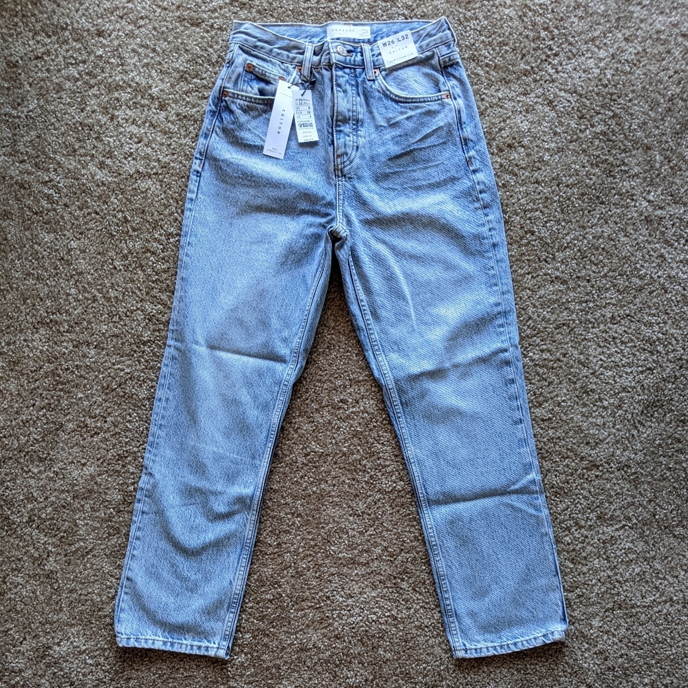 NWT Topshop Editor cropped jeans light wash W26 L32
